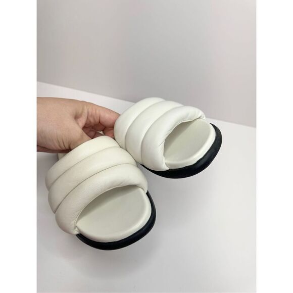 Marc Fisher Slides Womens‎ Size 5 White Leather Open Toe Slip On Shoes - Picture 6 of 8